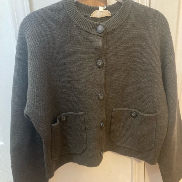 Sezane Valerio jacket cardigan size Medium, khaki NWT - Picture 4 of 6